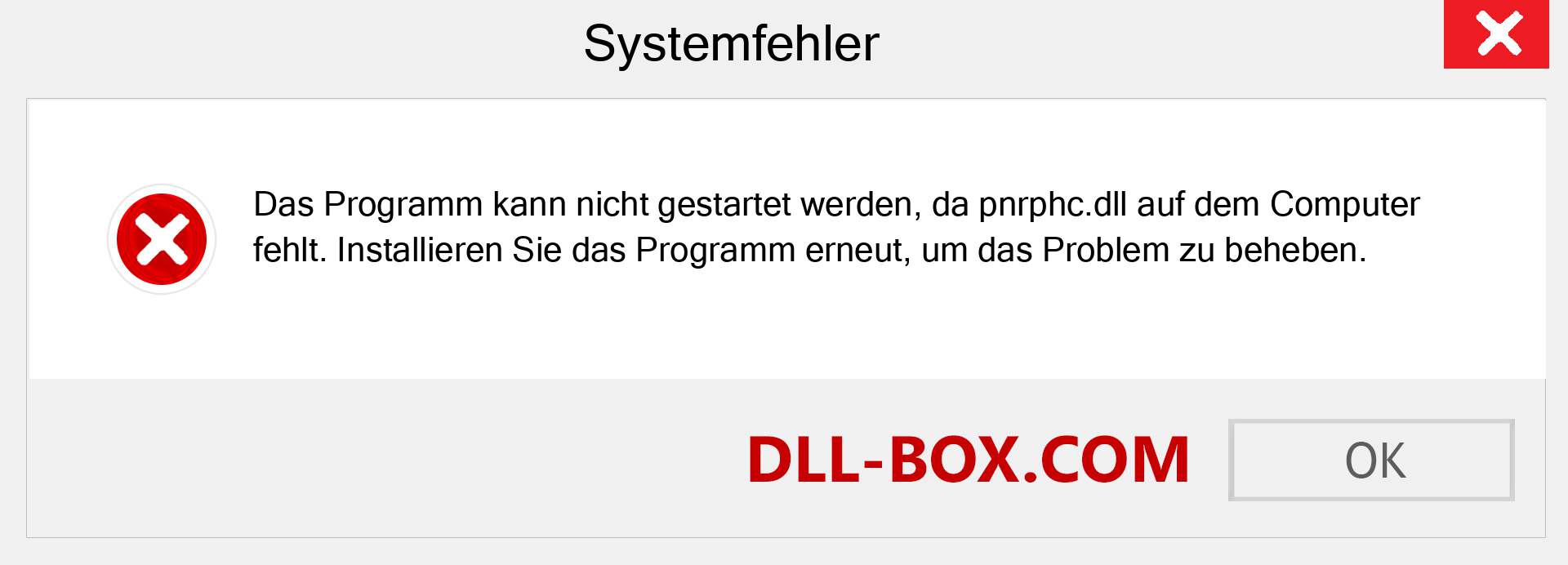 pnrphc.dll-Datei fehlt?. Download für Windows 7, 8, 10 - Fix pnrphc dll Missing Error unter Windows, Fotos, Bildern